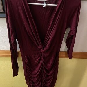 Charlotte Russe Deep Red Long Sleeve Dress